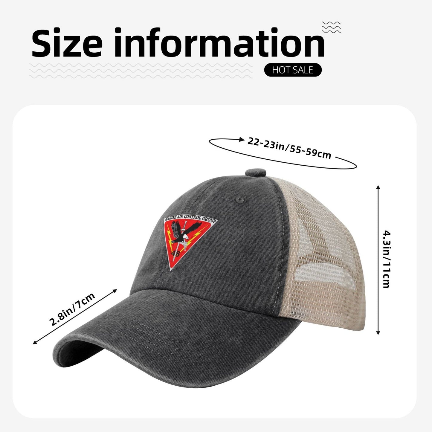 MACG 48 Insignia Printed unisex baseball cap adjustable grid baseball cap veteran gift