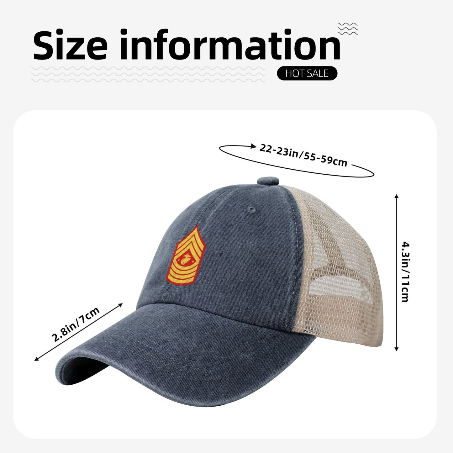 USMC E9 SGMMC Printed unisex baseball cap adjustable grid baseball cap veteran gift