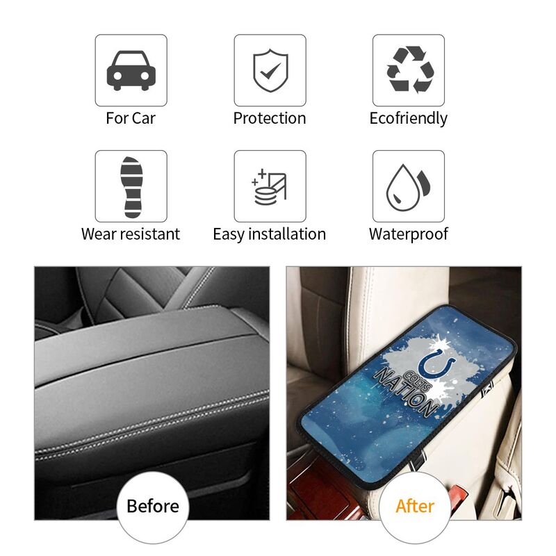 Indianapolis Colts print car center console armrest pad Car armrest box protective cover