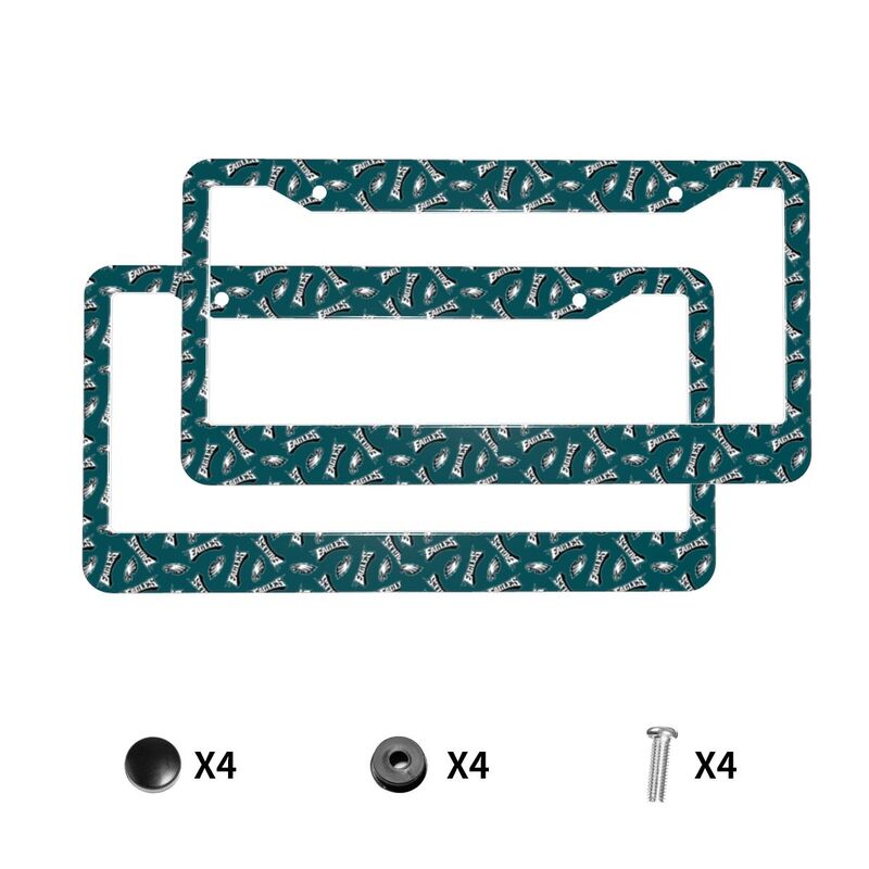 Philadelphia Eagles Print front rear license plate holder circular hole license plate holder (one pair)