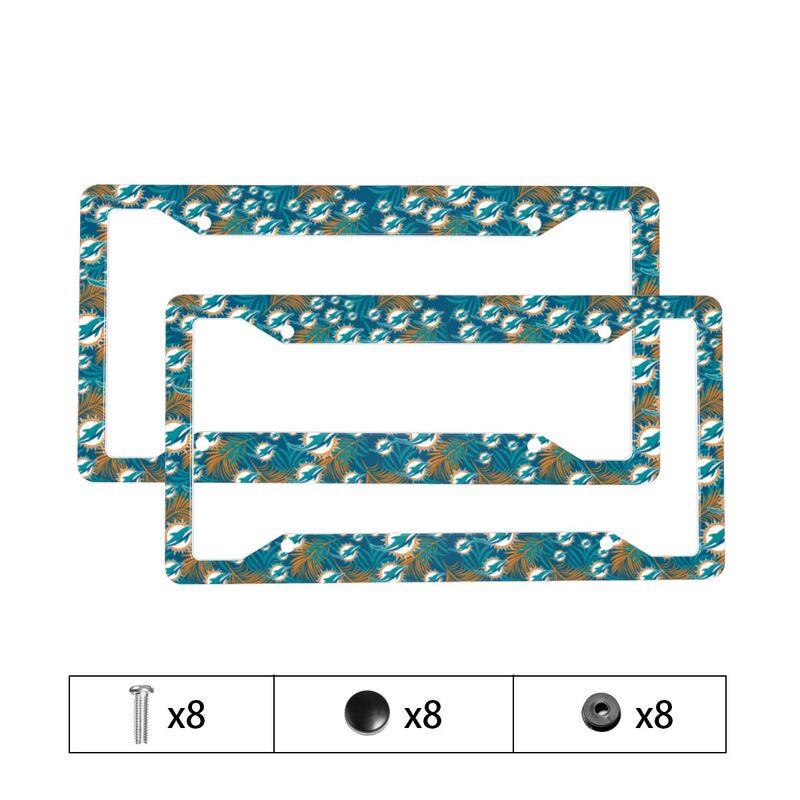Miami Dolphins Print Car license plate frame four hole license plate holder (one pair)