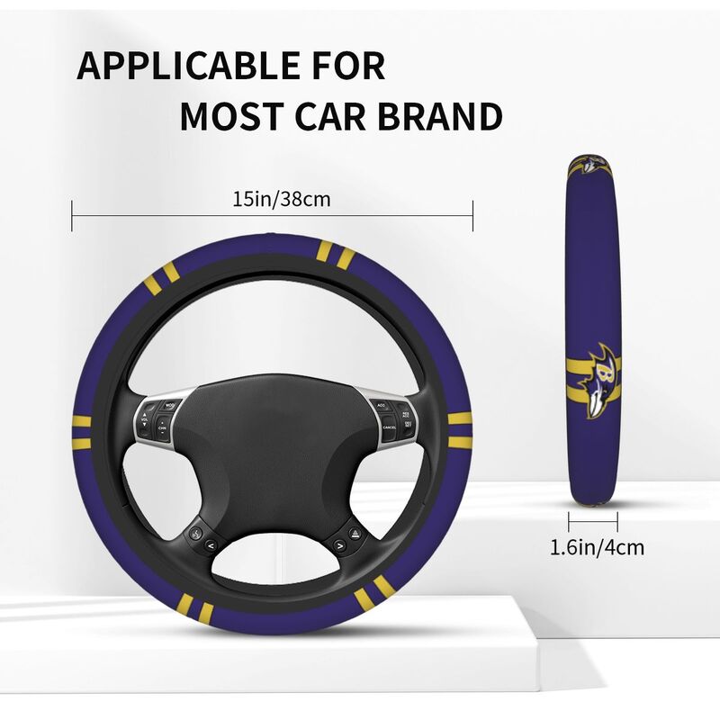 Baltimore Ravens Printed breathable elastic steering wheel cover