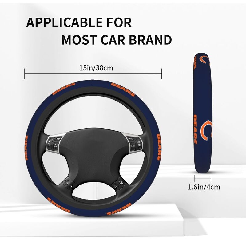 Chicago Bears 3 Printed elastic steering wheel cover anti slip breathable