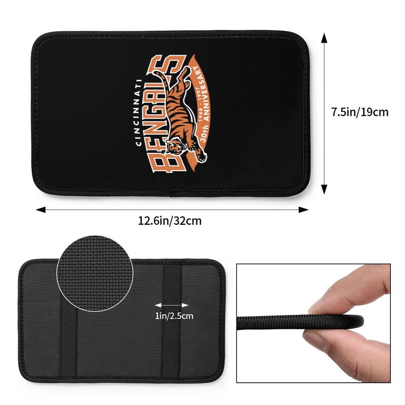 Car armrest box pad Cincinnati Bengals 4 Printed center armrest box pad protective pad