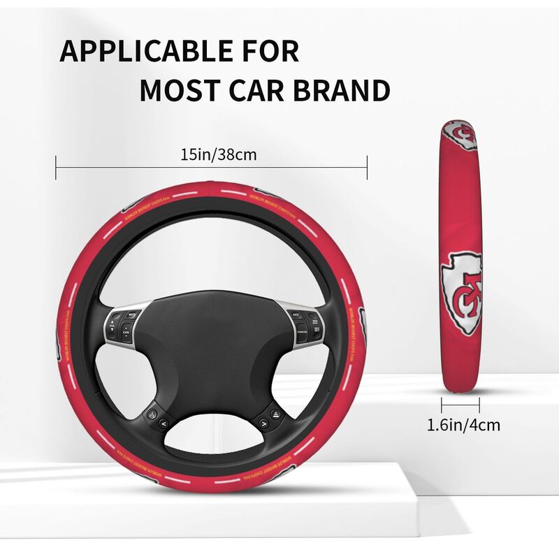 Kansas City Chiefs 3 Printed breathable elastic steering wheel anti slip cover