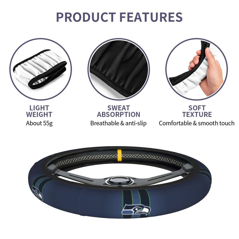 Seattle Seahawks Printed car protective cover elastic steering wheel cover