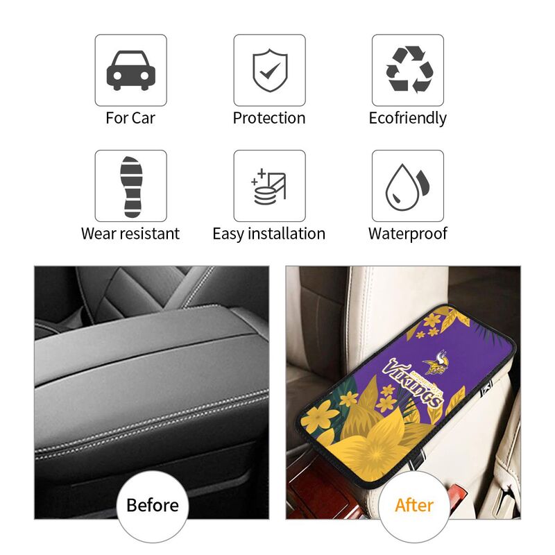 Minnesota Vikings Car armrest box protective cover car center console armrest pad