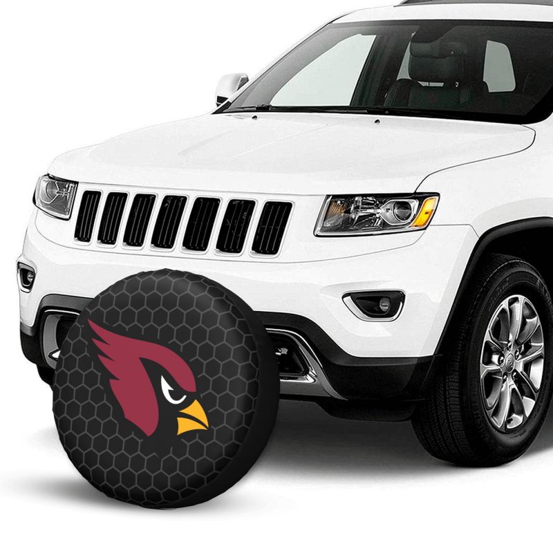 Arizona Cardinals Grid printed car tire cover dustproof and waterproof tire cover