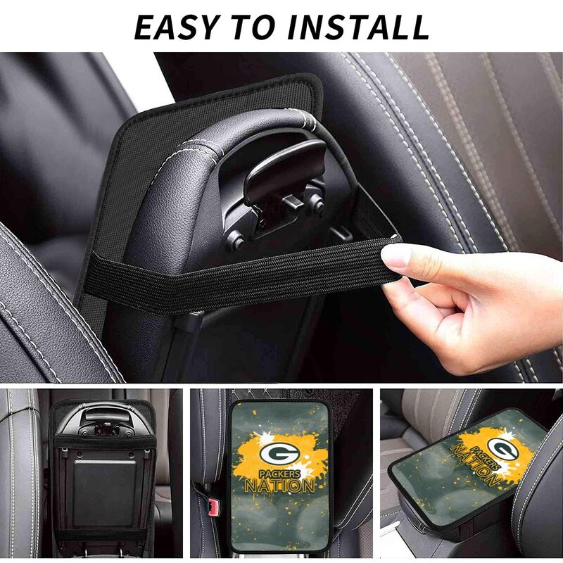 Green Bay Packers print car center console armrest pad Car armrest box protective cover