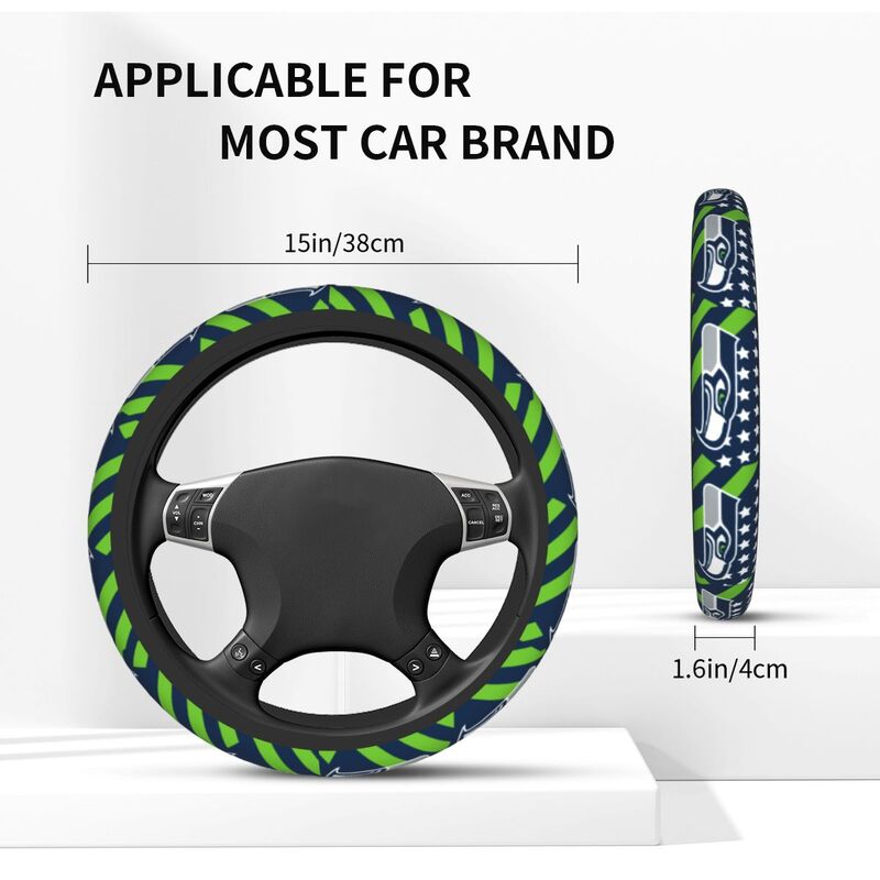 Seattle Seahawks 1 Printed breathable elastic steering wheel protective cover
