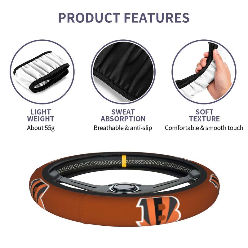 Cincinnati Bengals 1 Printed breathable elastic steering wheel anti slip cover