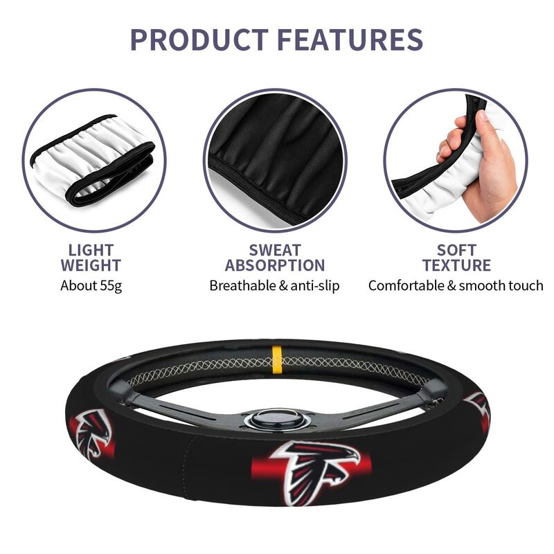 Atlanta Falcons 1 Printed breathable elastic steering wheel cover anti slip cover