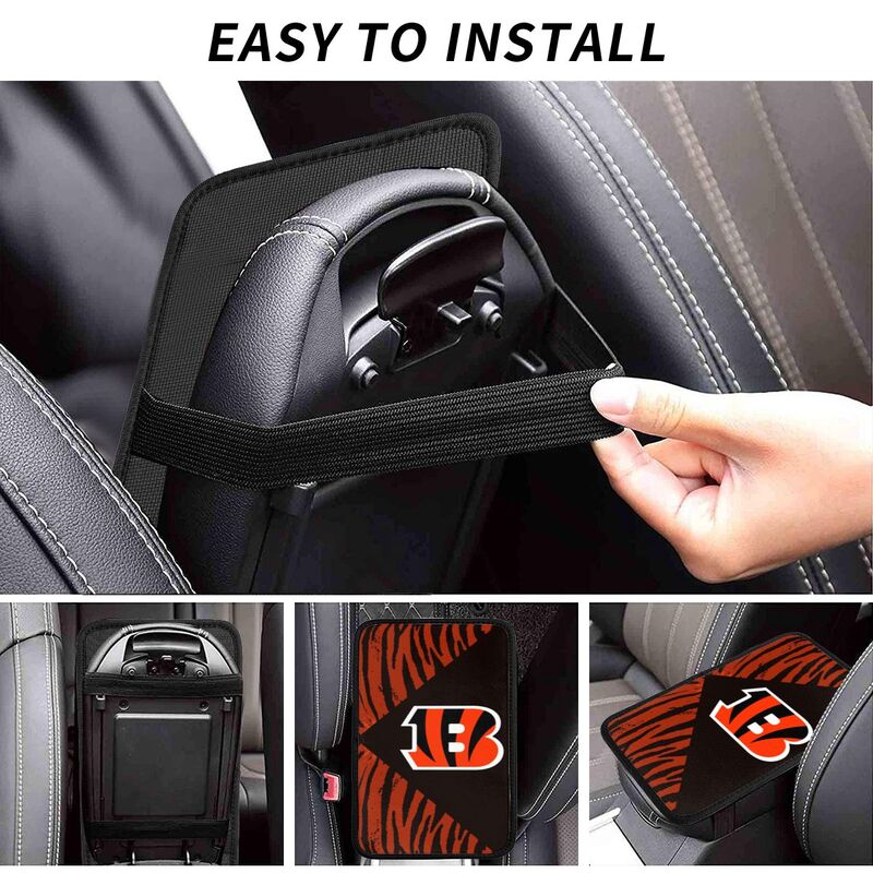 Car armrest box pad Cincinnati Bengals7 Printed central armrest box pad anti slip pad