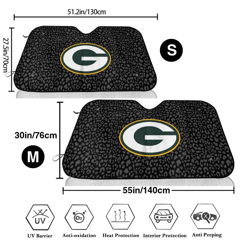 Green Bay Packers 2 Printed Car windshield sunshades is suitable front Car windshield sunshades