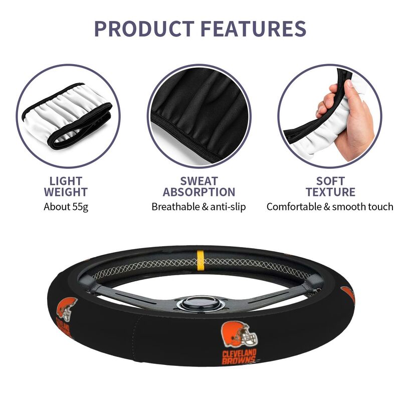 Cleveland Browns Printed breathable elastic steering wheel cover