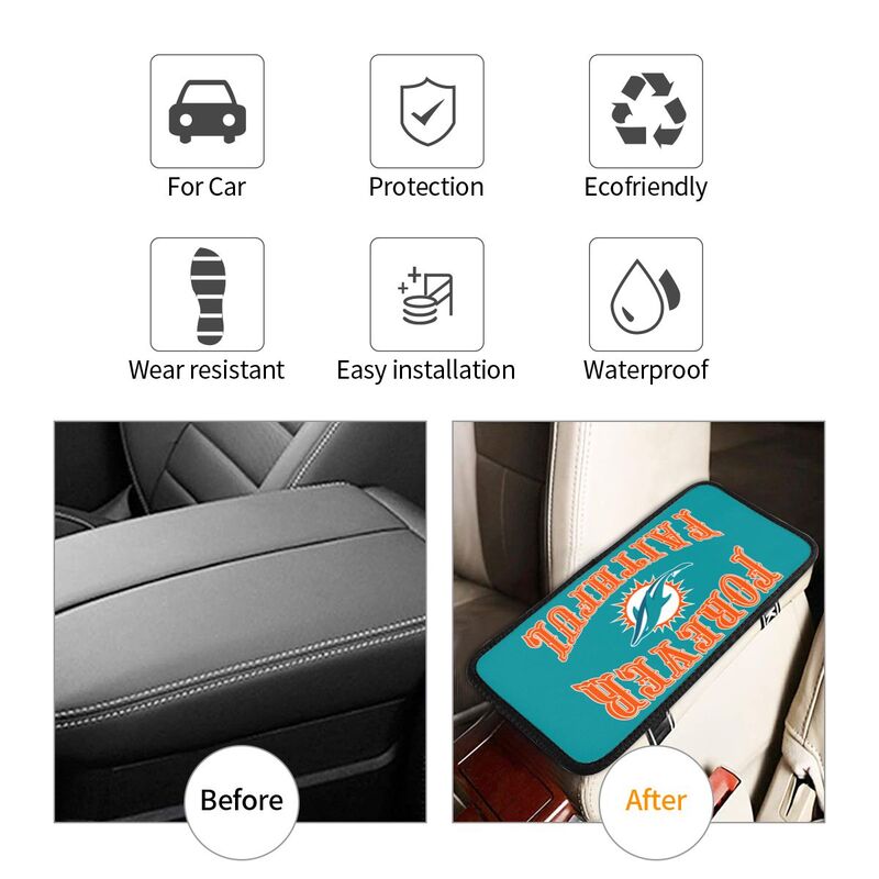 Miami Dolphins Print car armrest box cover armrest protective cover