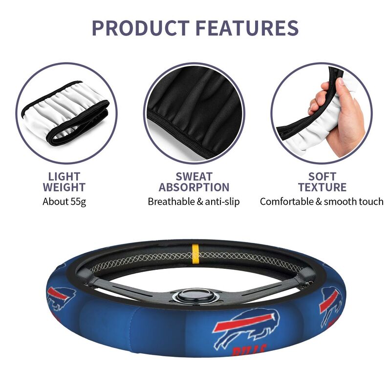 Buffalo Bills 2 Printed breathable anti slip cover elastic steering wheel cover
