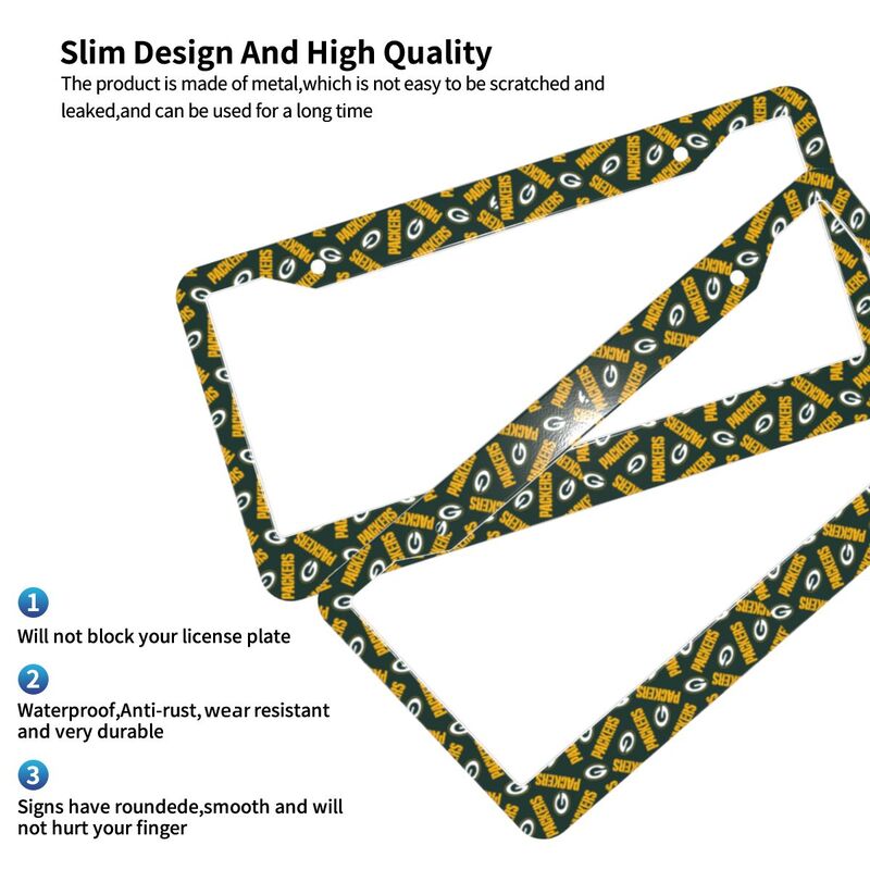 Green Bay Packers Print front rear license plate holder circular hole license plate holder (one pair)
