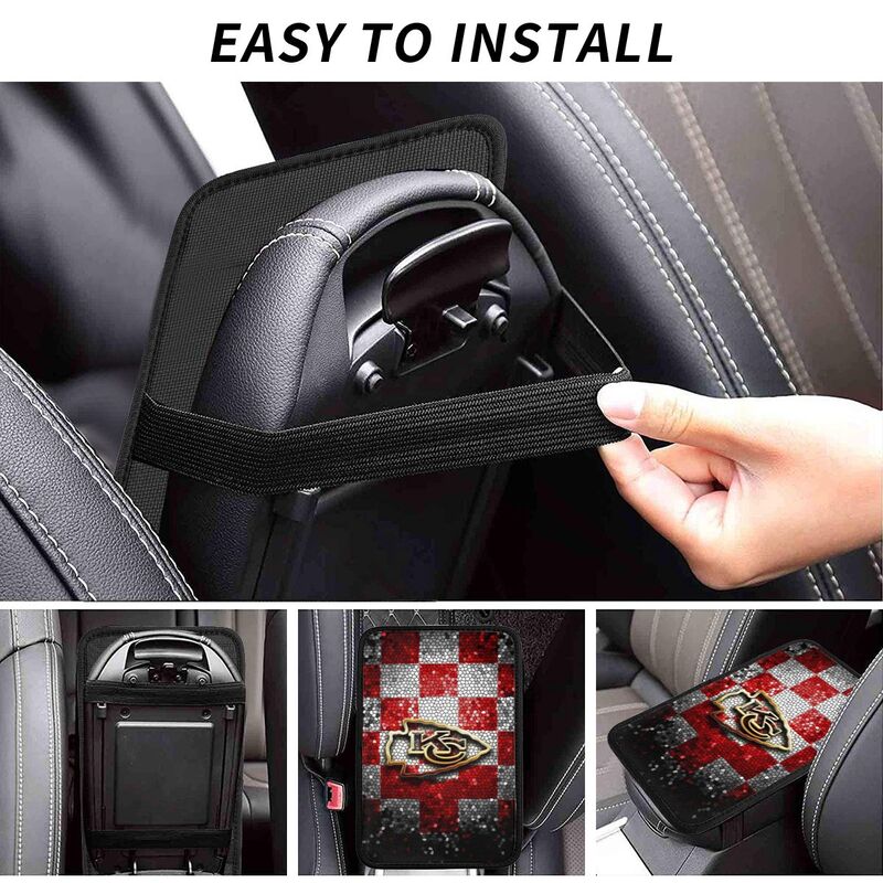 Car armrest box pad Kansas City Chiefs 1 Printed central armrest box cushion protective pad