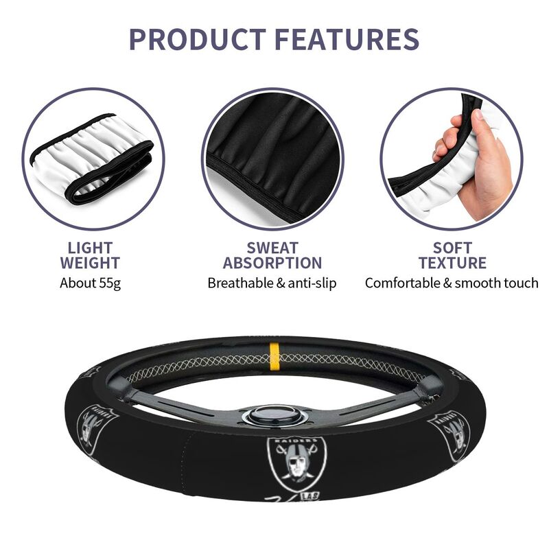 Las Vegas Raiders 3 Printed breathable anti slip cover elastic steering wheel cover