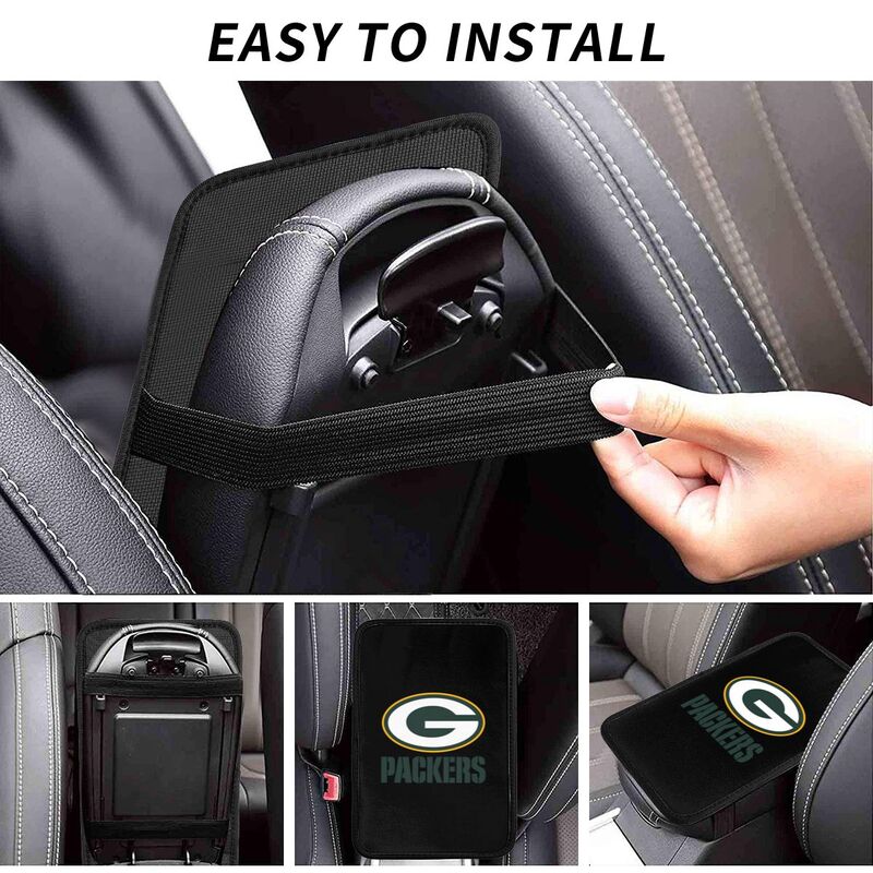 Car armrest box pad Green Bay Packers 2 Printed center armrest box pad protective pad