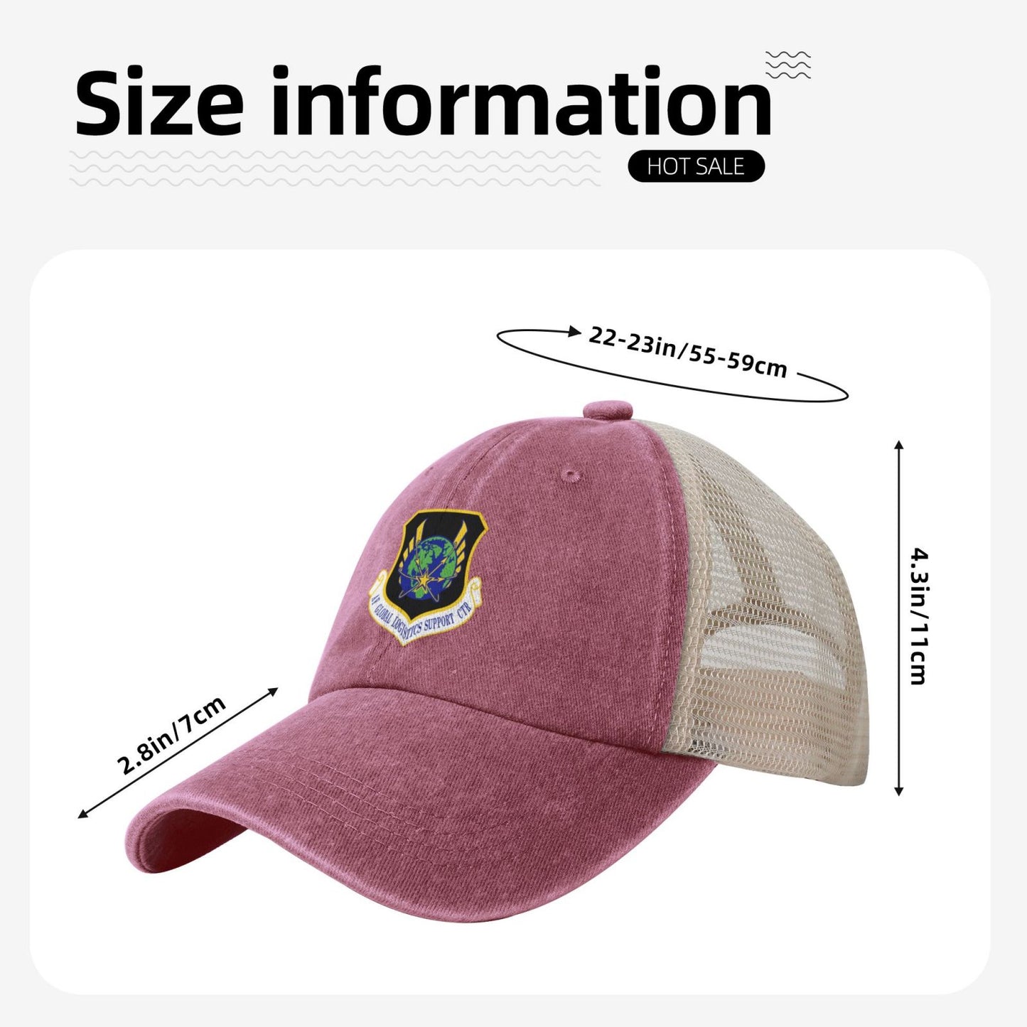 USAF-Global Logistical Support Center Printed unisex baseball cap adjustable grid baseball cap veteran gift