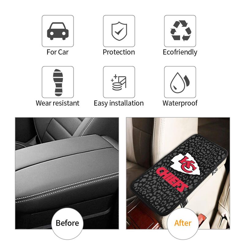Kansas City Chiefs print Car handrail box cushion Personalized car armrest cover