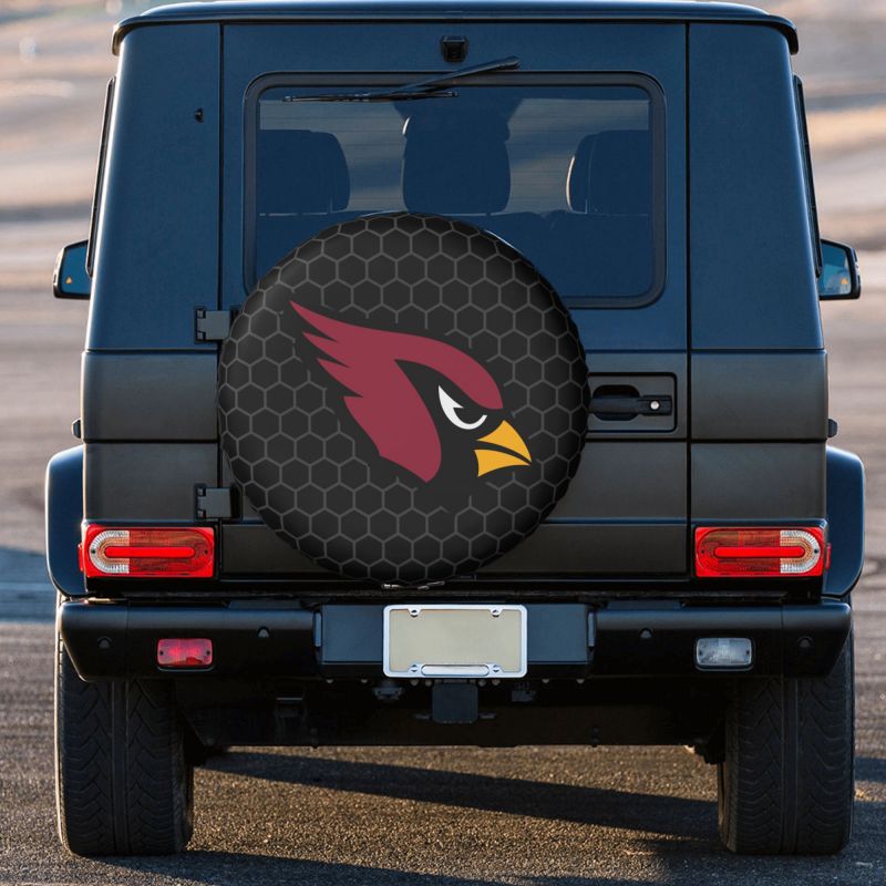 Arizona Cardinals Grid printed car tire cover dustproof and waterproof tire cover