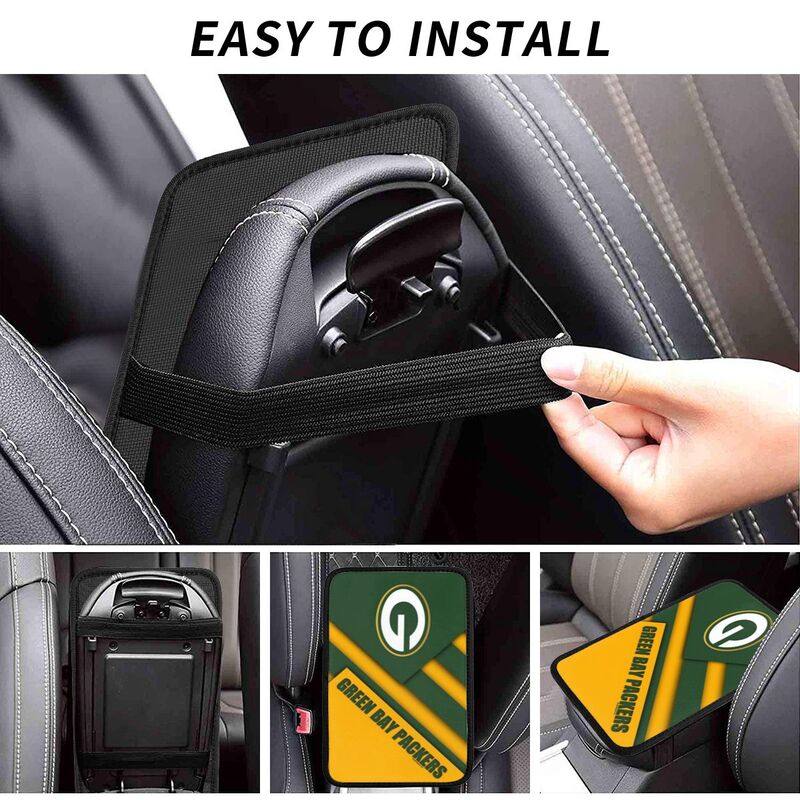 Car armrest box pad Green Bay Packers 1 Printed central armrest box pad protective pad
