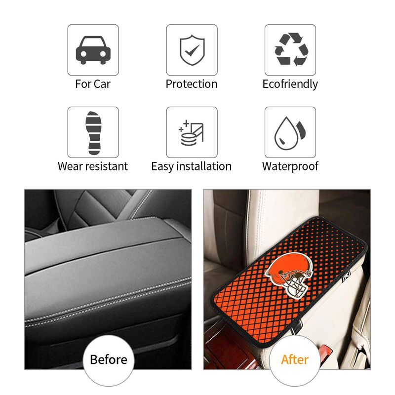 Cleveland Browns Car handrail box cushion Personalized printed car armrest cover