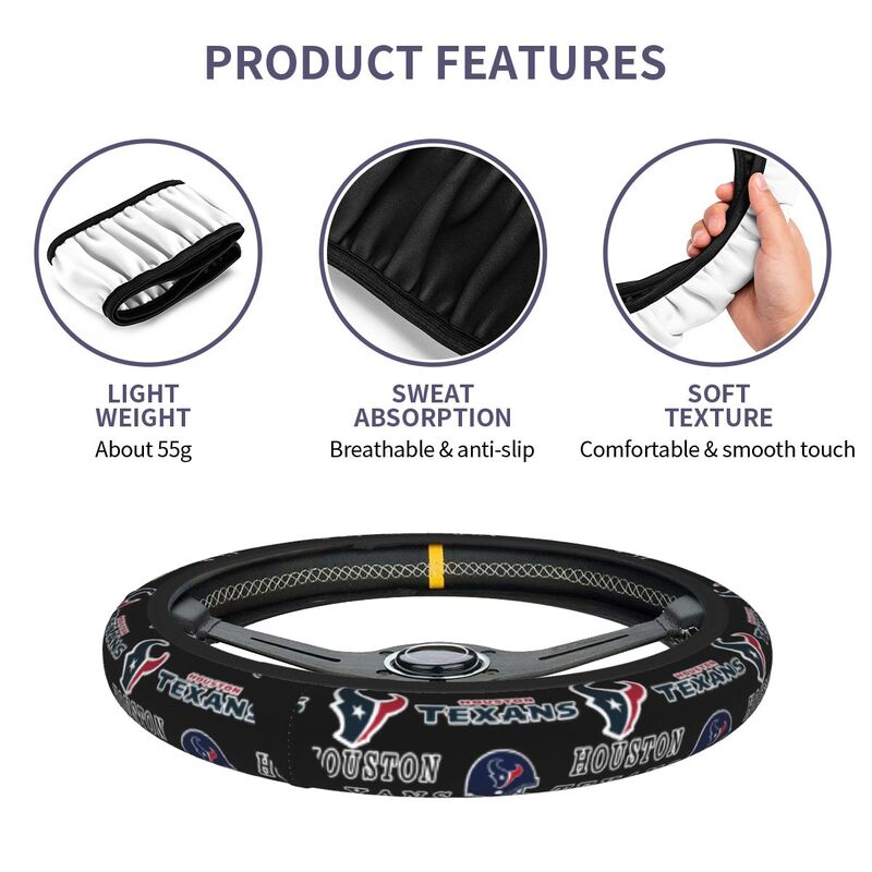 Houston Texans Printed car protective cover elastic steering wheel cover