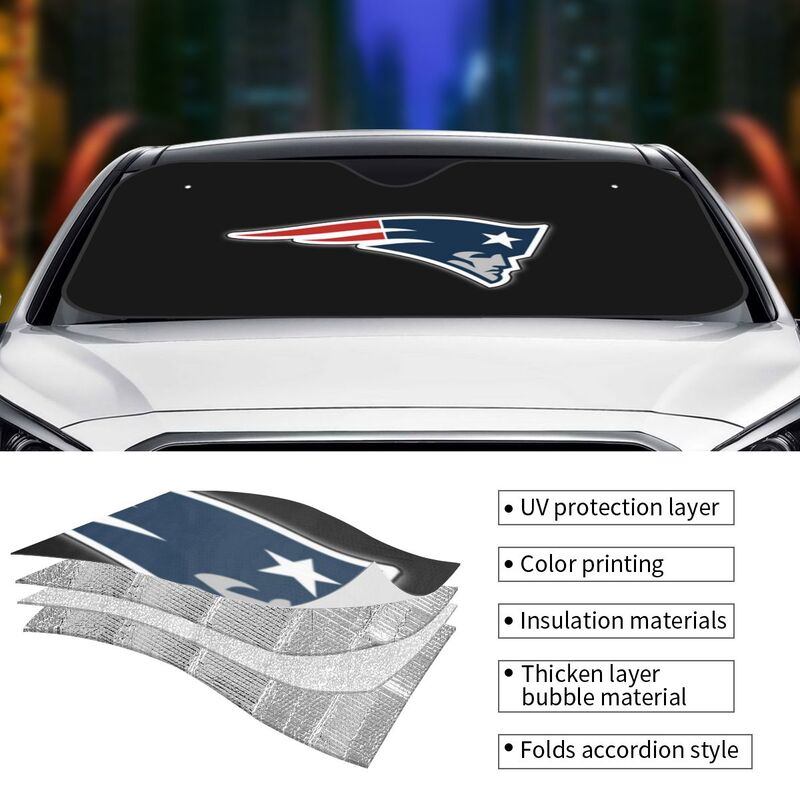 New England Patriots Printed car glass sunshade car front windshield sunshade (stiff version)