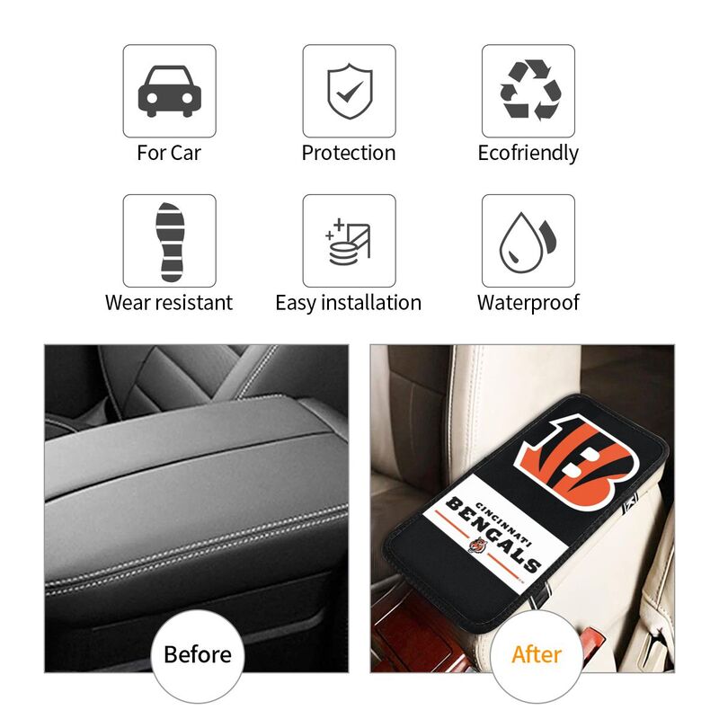 Car armrest box pad Cincinnati Bengals6 Printed central armrest box pad anti slip pad