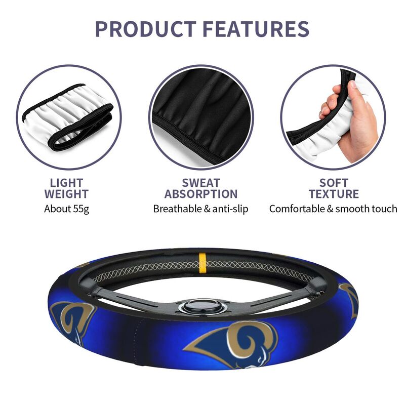 Los Angeles Rams 4 Printed breathable elastic steering wheel protective cover