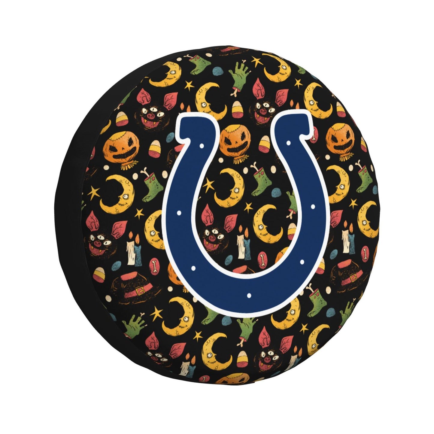 Indianapolis Colts logo Halloween Pumpkin Moon Print Car Tire Cover Tire Dust Cover