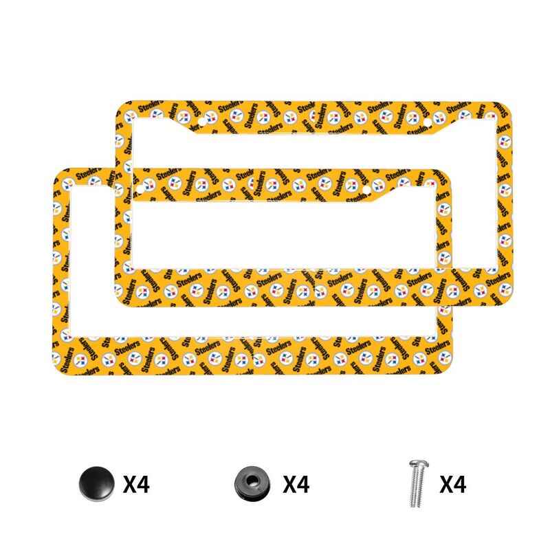 Pittsburgh Steelers Print front rear license plate holder circular hole license plate holder (one pair)