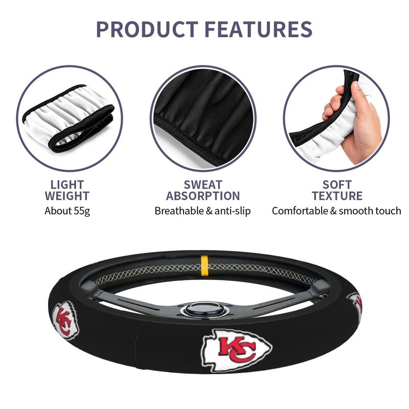 Kansas City Chiefs Printed breathable elastic steering wheel anti slip cover