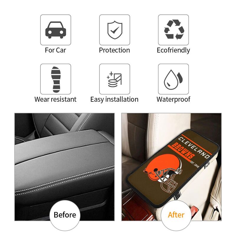 Cleveland Browns Print car armrest box cushion armrest protective cover