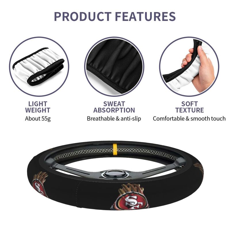 San Francisco 49ers 4 Printed breathable elastic steering wheel anti slip cover