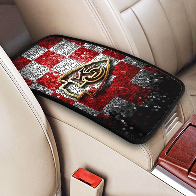 Car armrest box pad Kansas City Chiefs 1 Printed central armrest box cushion protective pad