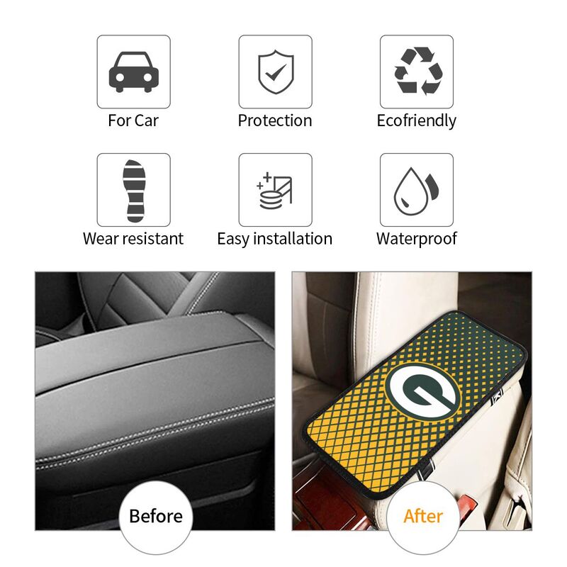 Green Bay Packers Car handrail box cushion Personalized printed car armrest cover