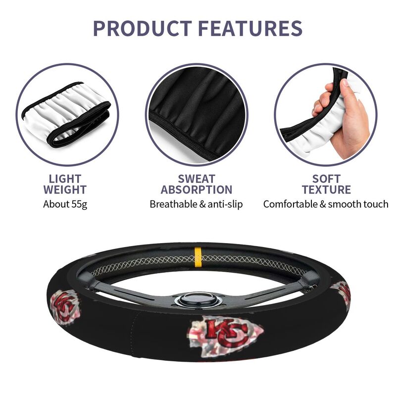 Kansas City Chiefs 1 Printed car anti-skid cover elastic steering wheel cover
