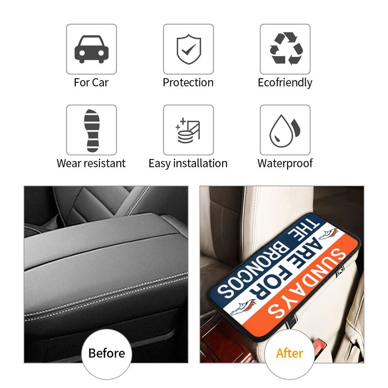 Denver Broncos Personalized printed car armrest cover Car handrail box cushion