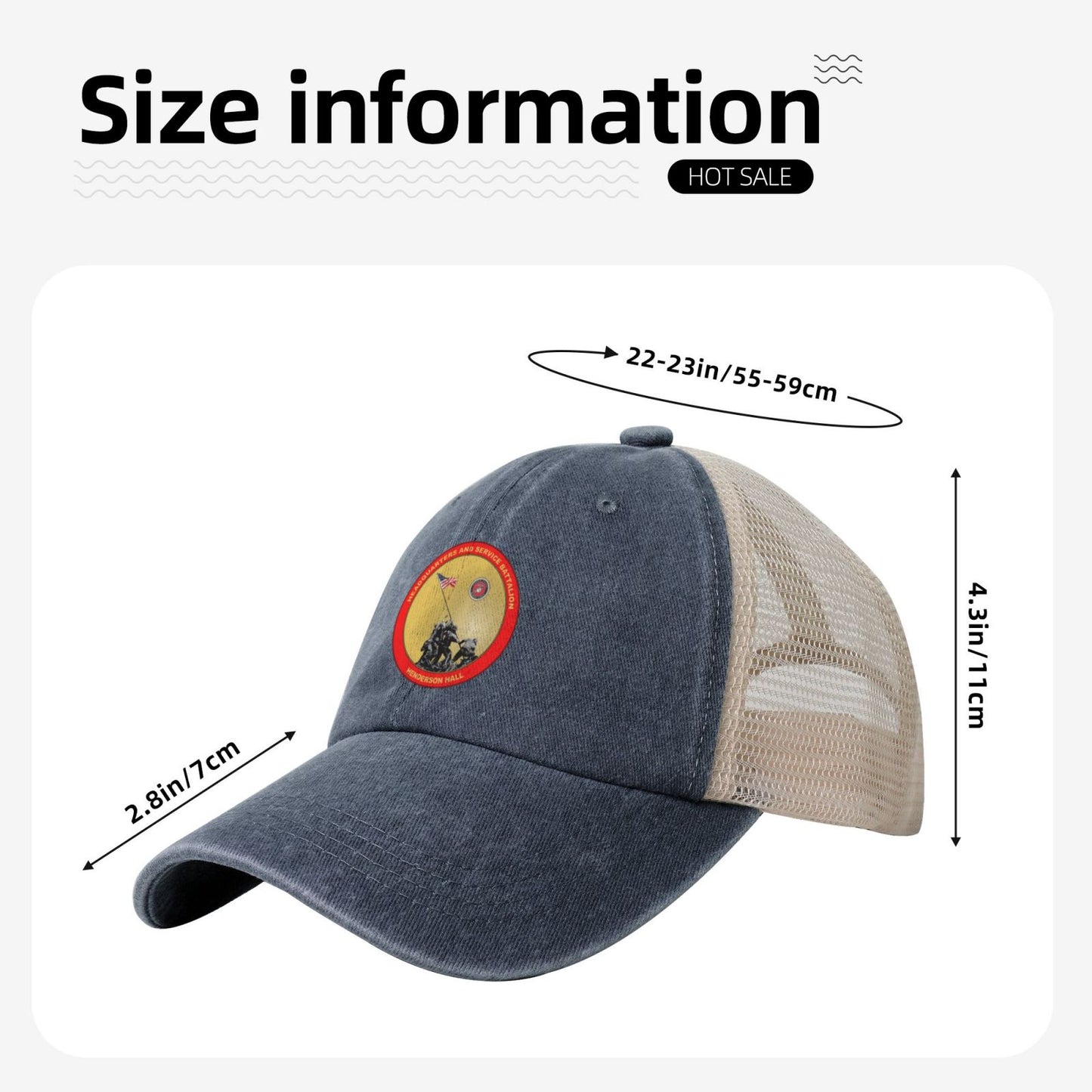 Henderson Hall Printed unisex baseball cap adjustable grid baseball cap veteran gift