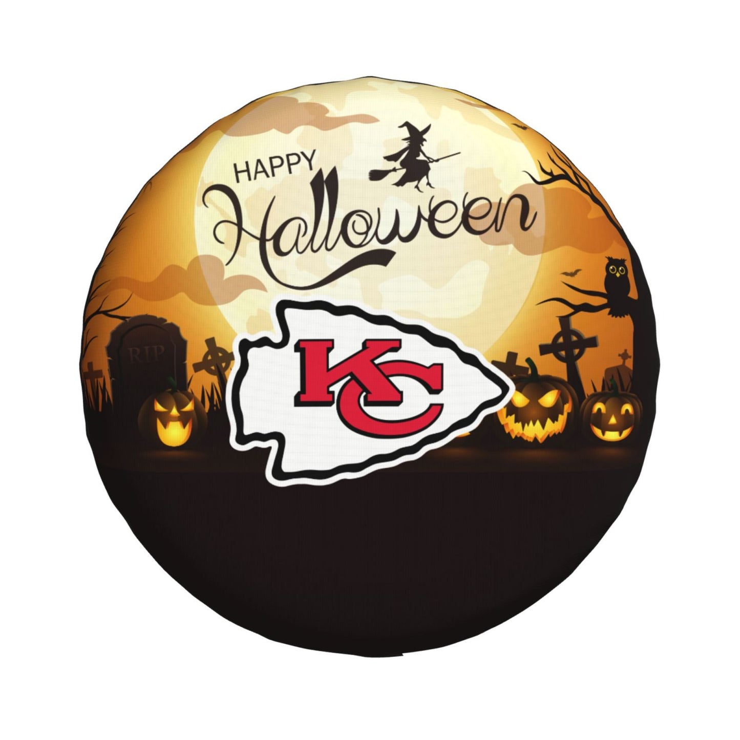 Kansas City Chiefs Print Halloween background printed tire dust cover car tire cover