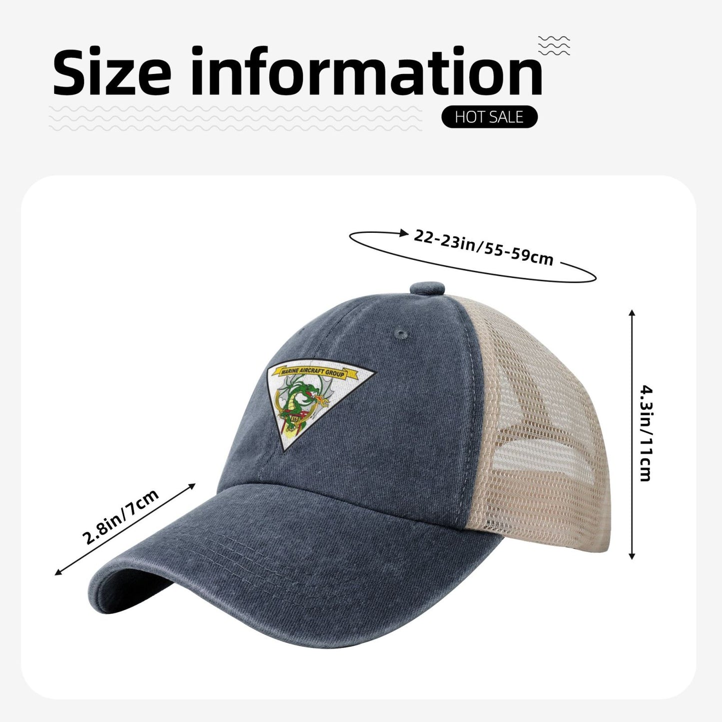 MAG-16 Insignia Printed unisex baseball cap adjustable grid baseball cap veteran gift