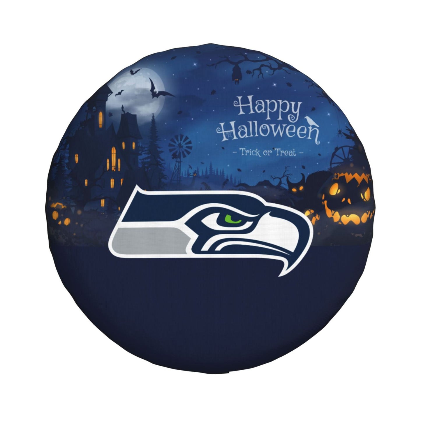 Seattle Seahawks printed car tire cover Happy Halloween printed tire dust cover