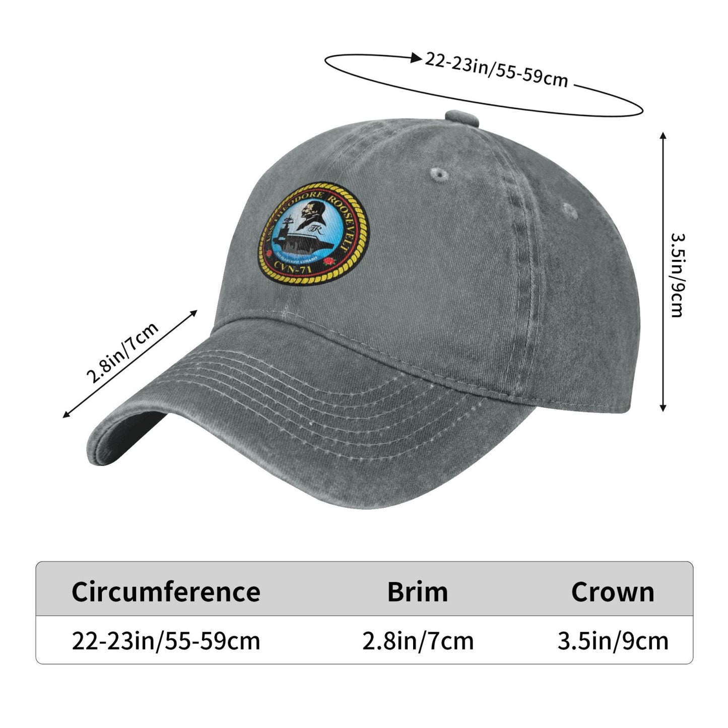 USS Theodore Roosevelt (CVN-71) Printed unisex baseball cap adjustable cap veteran gift