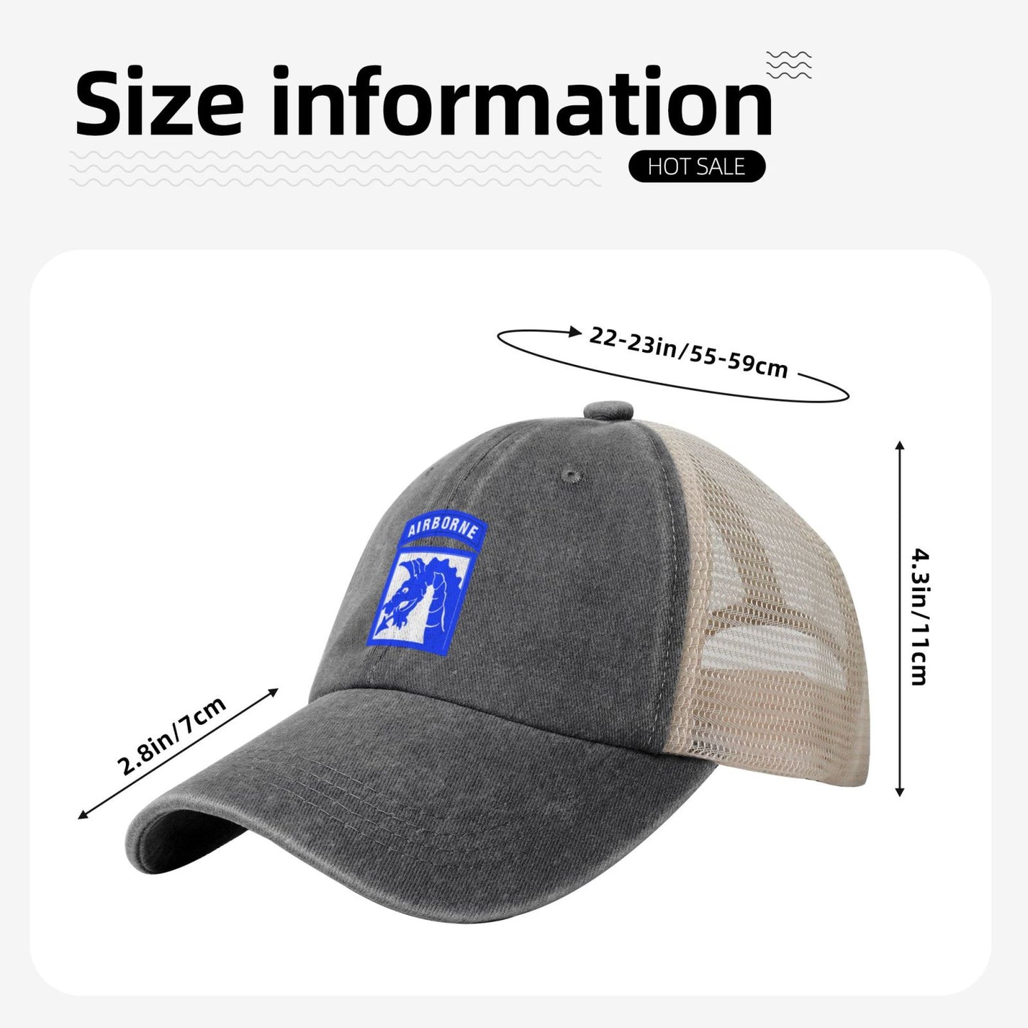 XVIII Airborne Corps CSIB Printed unisex baseball cap adjustable grid baseball cap veteran gift