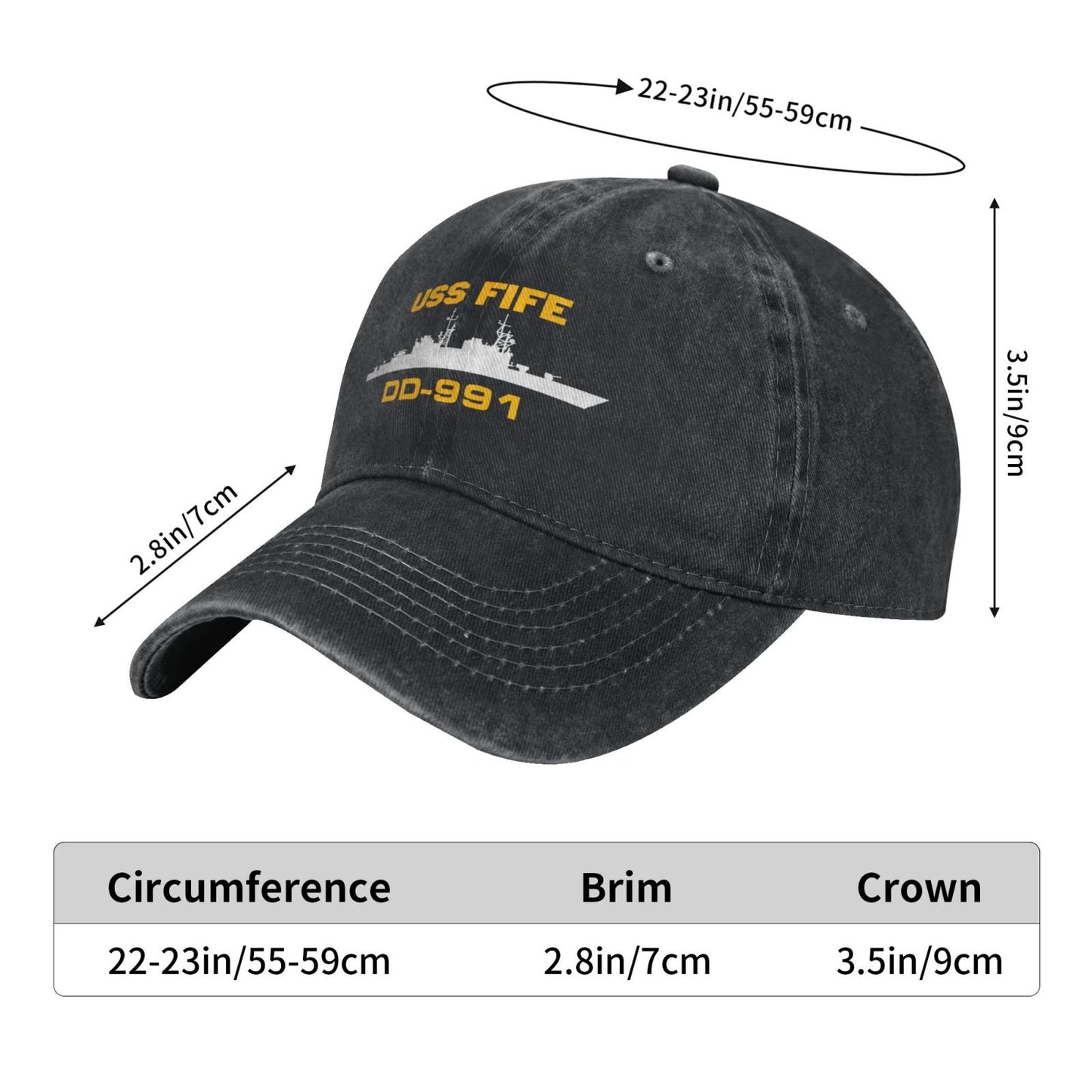 USS Fife (DD-991) Printed unisex baseball cap adjustable cap veteran gift